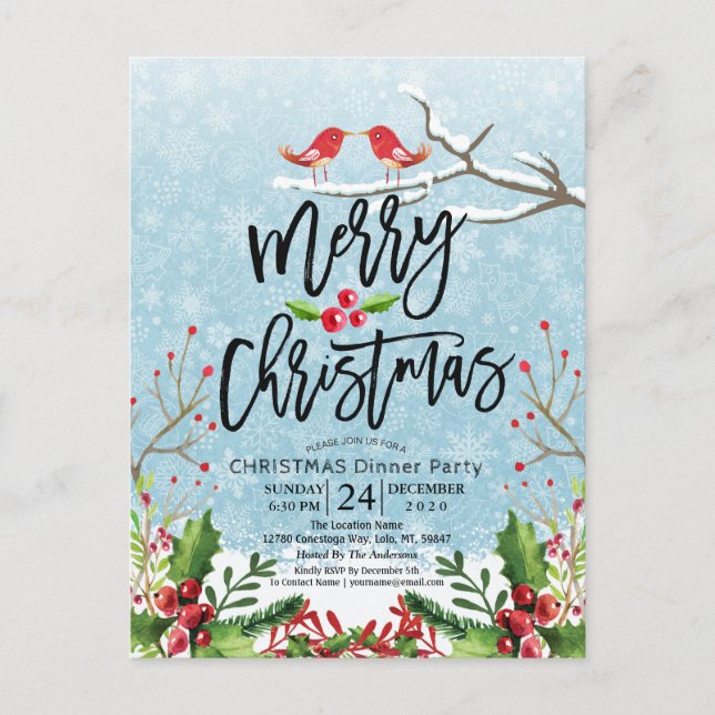 Merry Christmas Happy New Year Holiday Santa Party Postcard (Front)