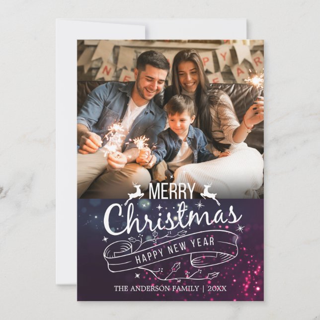 Merry Christmas Happy New Year Holiday Wish Photo (Front)