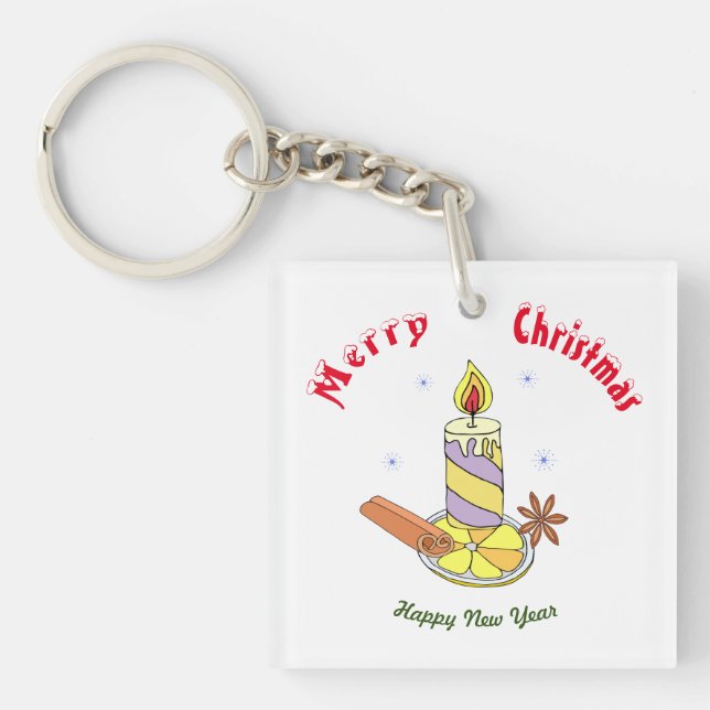 Merry christmas Happy New Year     Keychain (Front)