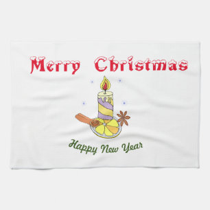 Merry christmas Happy New Year        Kitchen Towel