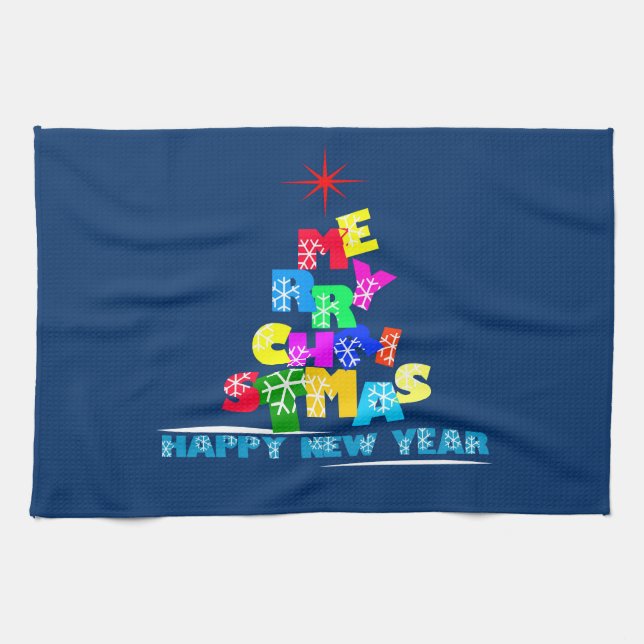 Merry Christmas Happy New Year Kitchen Towel (Horizontal)