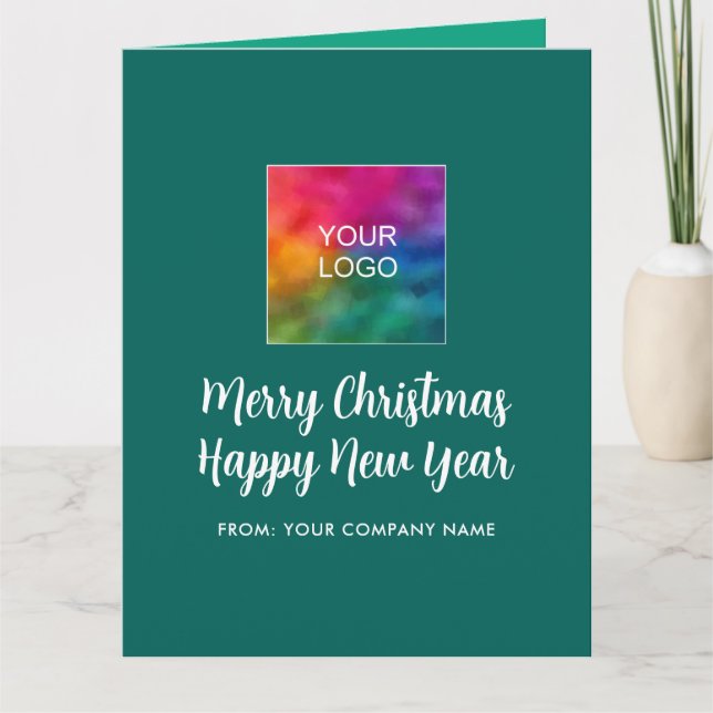 Merry Christmas Happy New Year Logo Typography Card (Front)