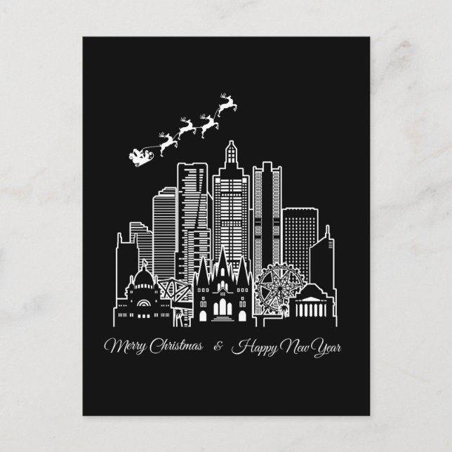 Merry Christmas Happy New Year Melbourne Australia Postcard (Front)