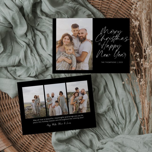 Merry Christmas & Happy New Year Modern Script Holiday Card (Creator Uploaded)