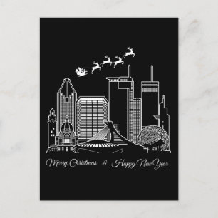 Merry Christmas Happy New Year Montreal Canada Postcard