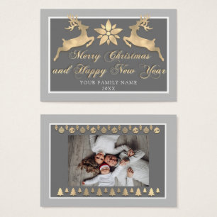 Merry Christmas Happy New Year Name Photo Grey