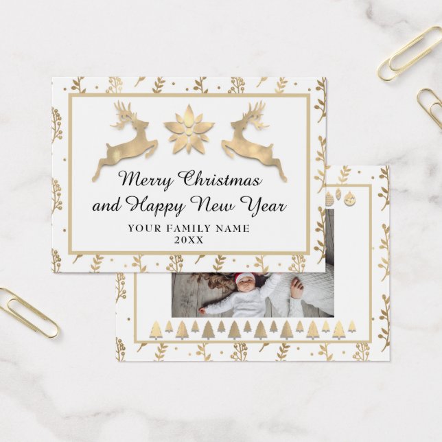 Merry Christmas Happy New Year Name White Gold  (Office)