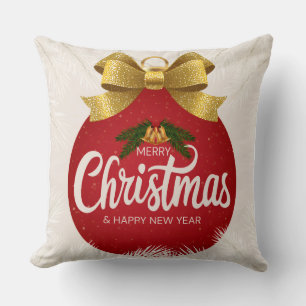 Merry Christmas & Happy New Year Ornament Design Throw Pillow
