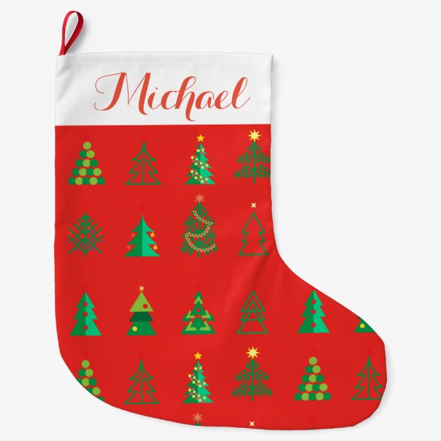 Merry Christmas & Happy New Year! Ornamental Large Christmas Stocking (Front)