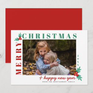 Merry Christmas Happy New Year Photo Holiday Card 