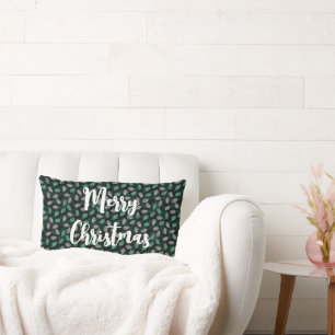 Merry Christmas Happy New Year Reversible Lumbar Pillow