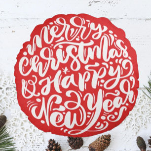 Merry Christmas & Happy New Year Round Pillow