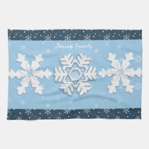 Merry Christmas & Happy New Year Rustic Snow Kitchen Towel