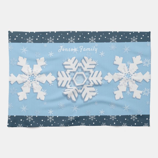 Merry Christmas & Happy New Year Rustic Snow Kitchen Towel (Horizontal)