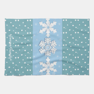 Merry Christmas & Happy New Year Rustic Snow Kitchen Towel