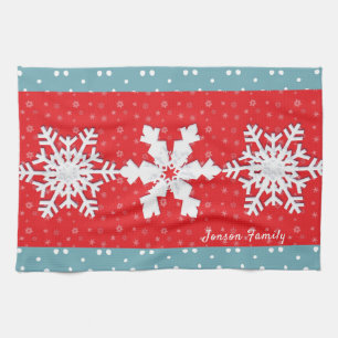 Merry Christmas & Happy New Year Rustic Snow Kitchen Towel