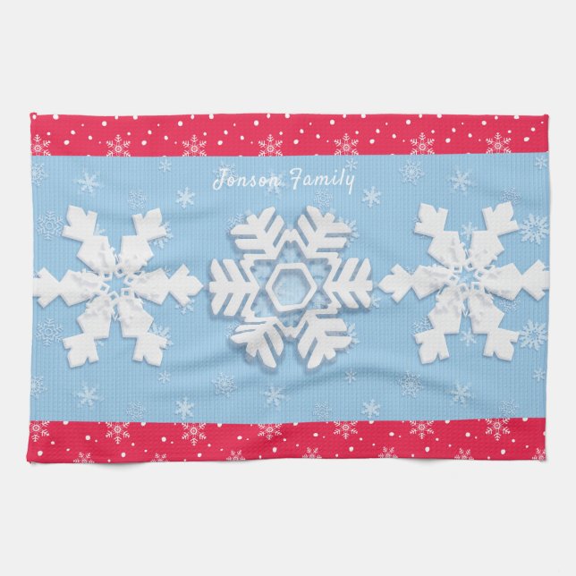Merry Christmas & Happy New Year Rustic Snow Kitchen Towel (Horizontal)