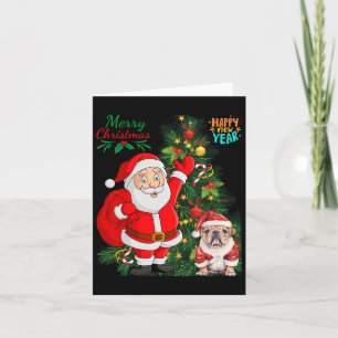 Merry Christmas Happy New Year Santa Claus English Card