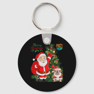 Merry Christmas Happy New Year Santa Claus English Keychain