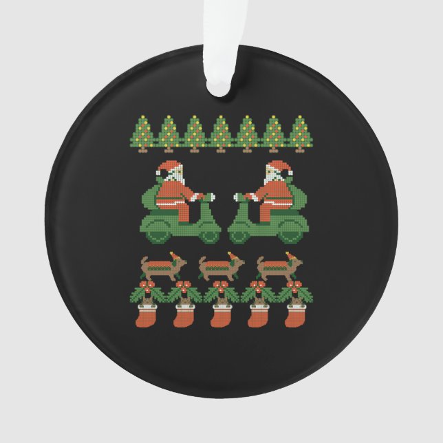 Merry Christmas happy new year,santa pixels Ornament (Front)