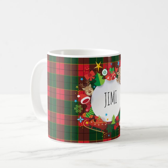 Merry Christmas & Happy New Year! Scotland Pattern Coffee Mug (Front Left)