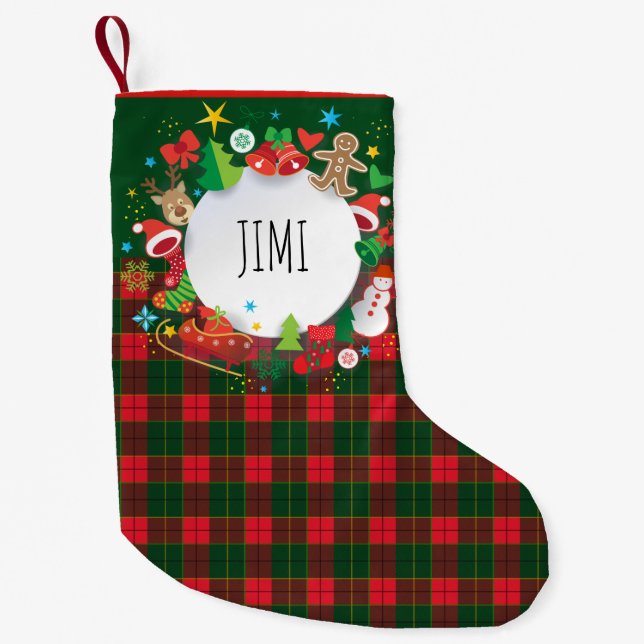 Merry Christmas & Happy New Year! Scotland Pattern Small Christmas Stocking (Front)