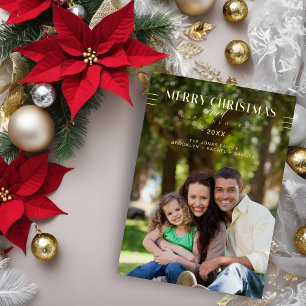 Merry Christmas Happy New Year Script Custom Photo Foil Holiday Card