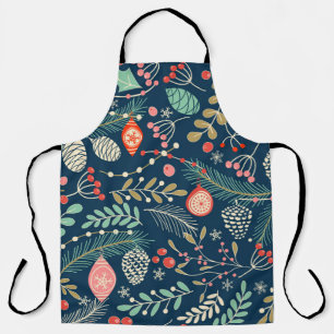 Merry Christmas, Happy New Year seamless pattern w Apron