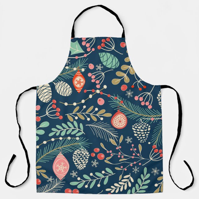Merry Christmas, Happy New Year seamless pattern w Apron (Front)
