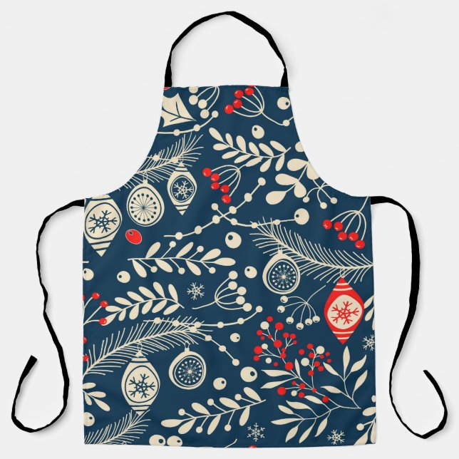 Merry Christmas, Happy New Year seamless pattern w Apron (Front)