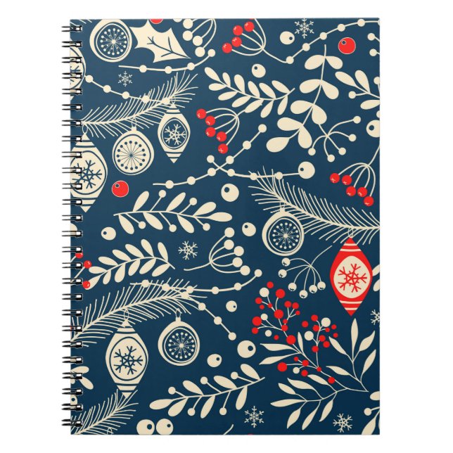 Merry Christmas, Happy New Year seamless pattern w Notebook (Front)