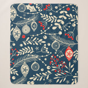 Merry Christmas, Happy New Year seamless pattern w Sherpa Blanket