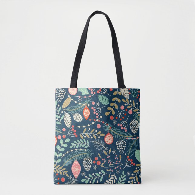 Merry Christmas, Happy New Year seamless pattern w Tote Bag (Front)
