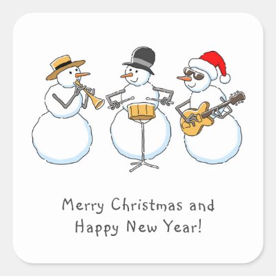 Merry Christmas Happy New Year Snowman Jazzband