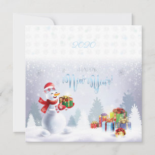 Merry Christmas & Happy New Year Snowman Vintage