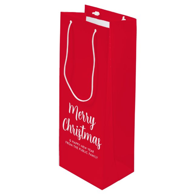 Merry Christmas Happy New Year Template Stylish Wine Gift Bag (Front Angled)