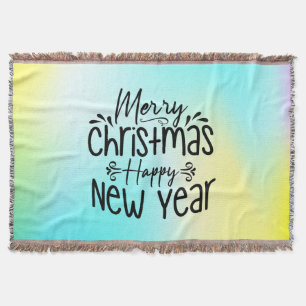 Merry Christmas Happy New Year  Throw Blanket