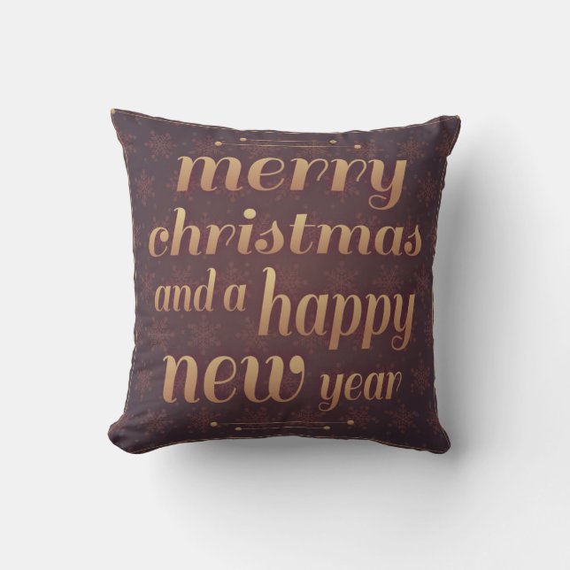 Merry Christmas & Happy New Year Throw Pillow (Front)