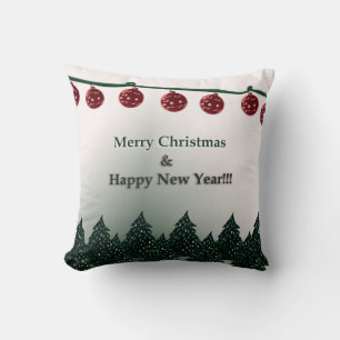 Merry Christmas, Happy New Year Throw Pillow