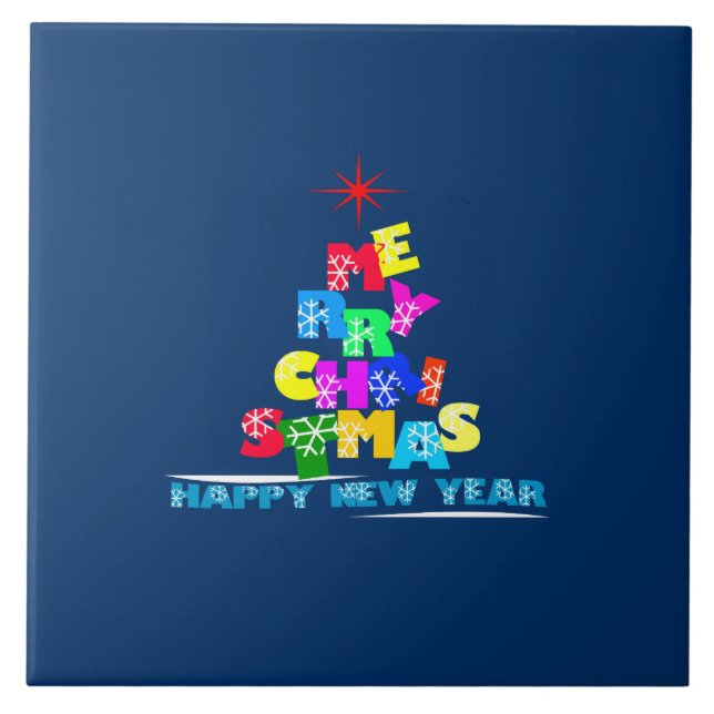 Merry Christmas Happy New Year Tile (Front)
