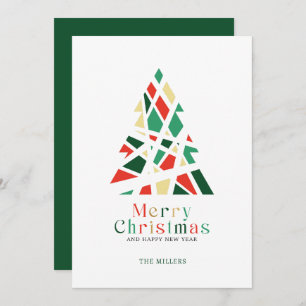 Merry Christmas Happy New Year Tree greeting card