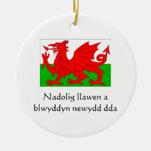 Merry Christmas Happy New Year Wales Ornament