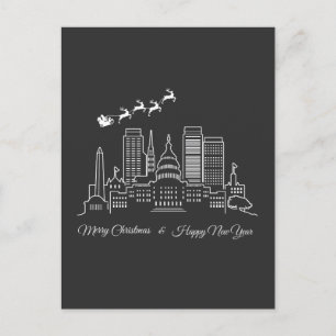 Merry Christmas Happy New Year Washington DC Postcard