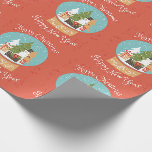 Merry Christmas Happy New Year Wrapping Paper