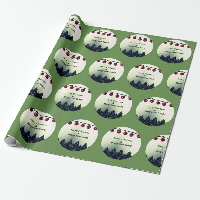 Merry Christmas & Happy New Year Wrapping Paper (Unrolled)