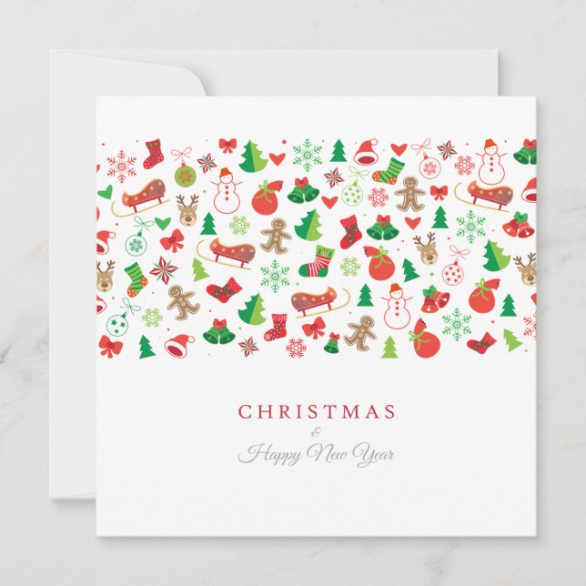 Merry Christmas & Happy New Year! XMAS White Card (Front)