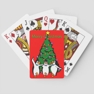 Merry Christmas Happy Penguins Playing Cards