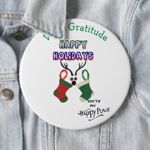 Merry Christmas Happy Place with Gratitude  6 Inch Round Button