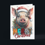 Merry Christmas Happy Santa PIG Card<br><div class="desc">Merry Christmas Santa PIG Card Nothing says "I care" like a personalized, high quality card with a heartfelt message. Many will value a good, personalized card over the gift it comes with. A card that will keep its quality for a lifetime, to always remind that special person of that beautiful...</div>