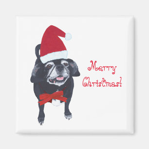 Merry Christmas Happy Santa Pug Dog Magnets